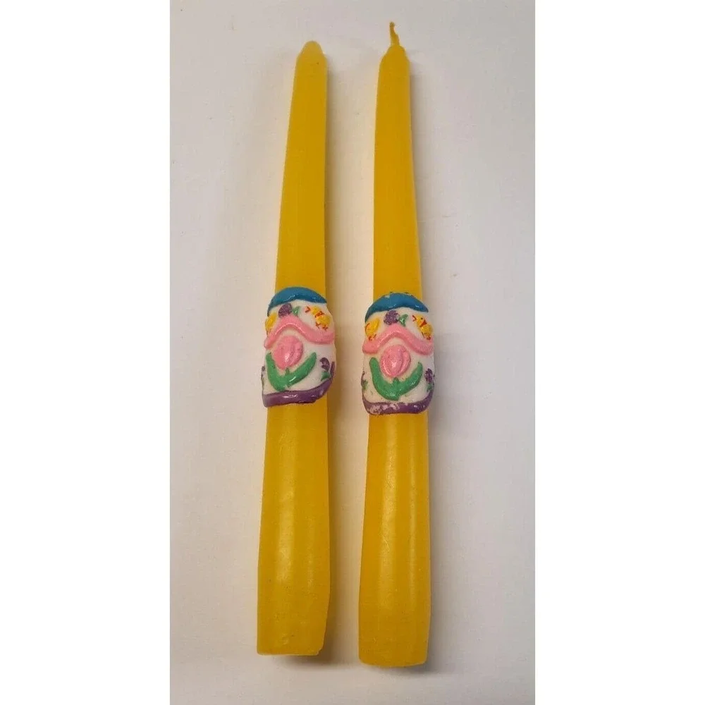Hermitage Pottery Easter Chic Candle Holders w/ Candles Yankee Candle Tea Light